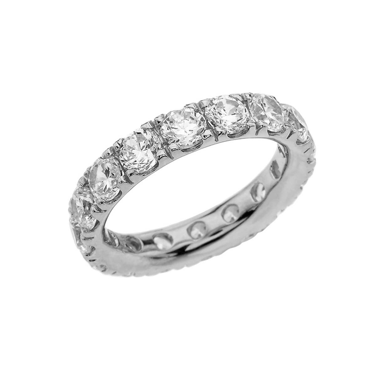White Topaz Gemstone Eternity Ring in 9ct White Gold