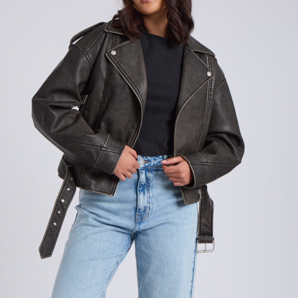 Urban Bliss Distressed PU Biker Jacket  / 12