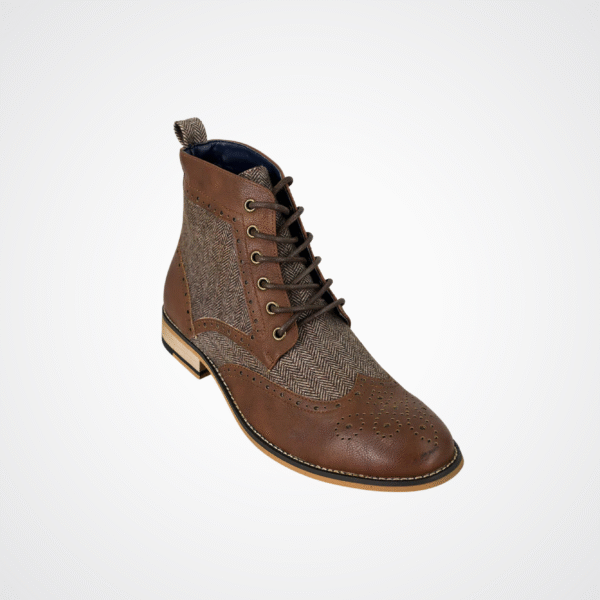 Cavani Sherlock brown tweed and leather boots