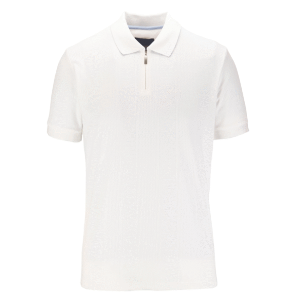 Basket Weave Effect Zipped Polo