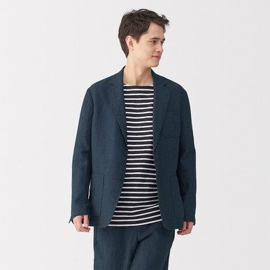 Men's Linen Jacket Navy L | Navy
