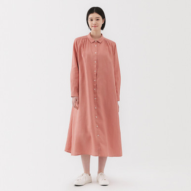 Women's Linen Long Sleeve Midi Dress Charcoal Grey XS | Charcoal Grey