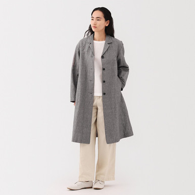 Women's Hemp Blend Coat Grey Stripes S | Grey Stripes