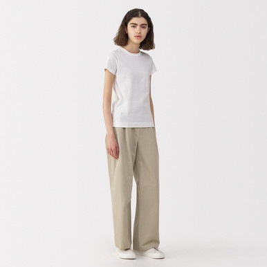 Women's Cotton and Linen Wide Leg Trousers Beige L | Beige