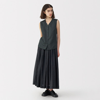 Women's Linen and Silk Sleeveless Blouse Ink Black L | Ink Black