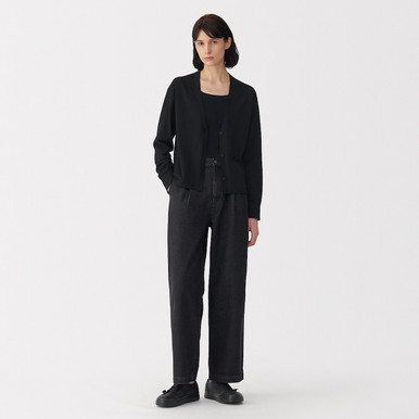Women's Cotton Fine Knit Cardigan Black XL | Black
