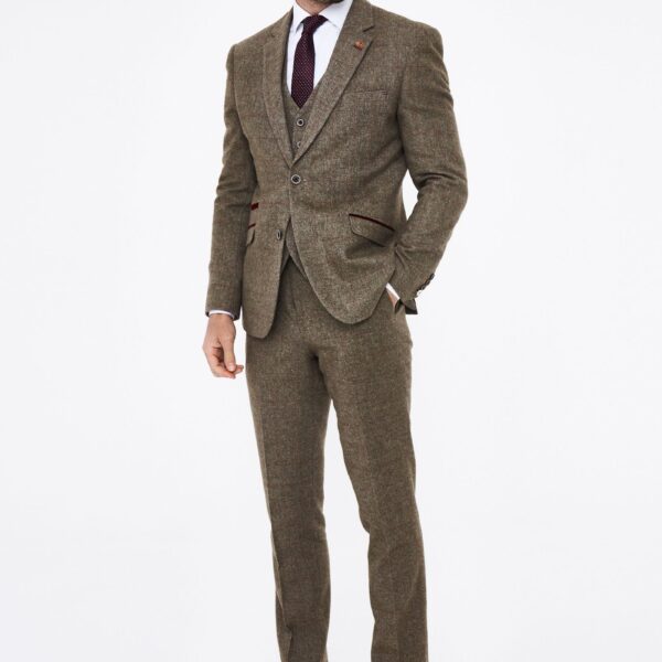 House of Cavani Gaston Sage Tweed Three Piece Suit