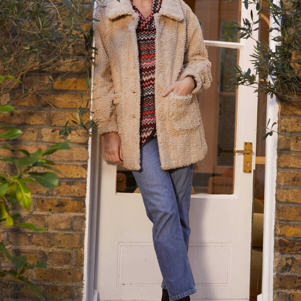 Textured Faux Fur Teddy Coat
