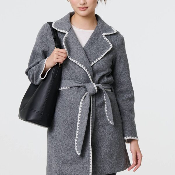 Blanket Stitch Coat with Belt