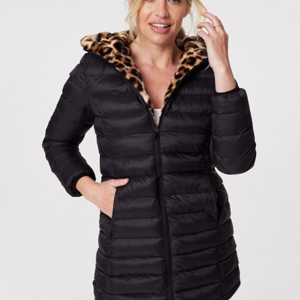Reversible Leopard Faux Fur Puffer