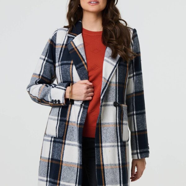 Checked Double Breasted Trench Coat