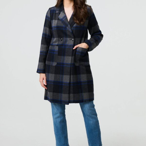 Checked Double Breasted Blazer Jacket