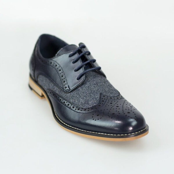 Cavani Horatio Navy tweed brogue shoes