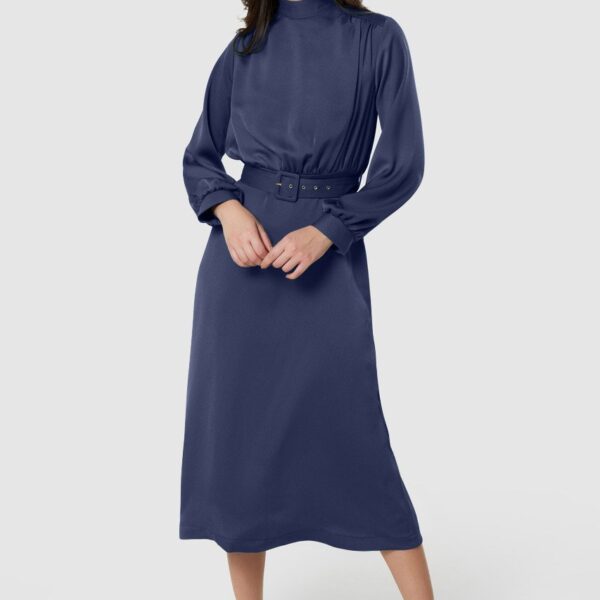 Closet London Navy Blue High Neck Midi Dress