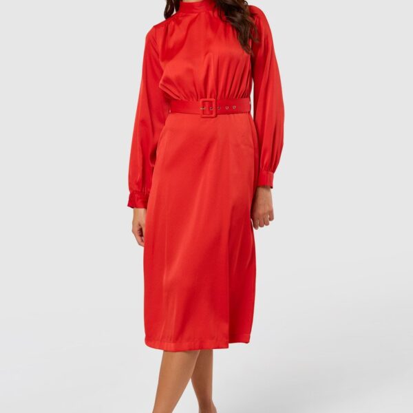 Closet London  Red High Neck Midi Dress