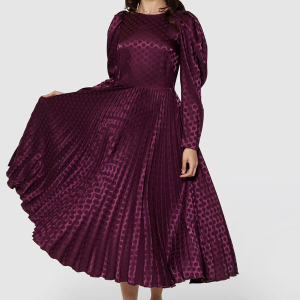 Closet London Maroon Pleated Dress