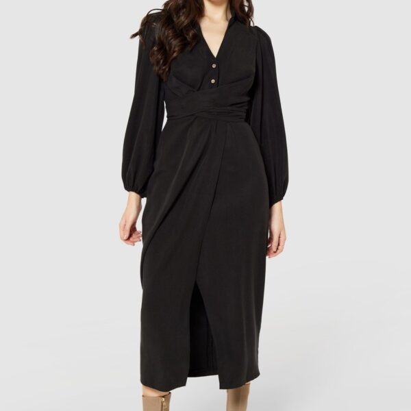 Closet London Black Pencil Wrap Dress