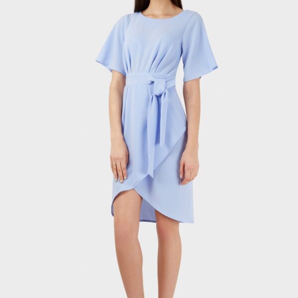 Closet London  Tie Front Wrap Skirt Dress  BLUE