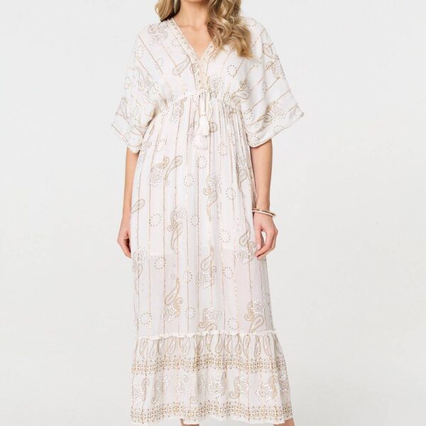 Embellished Kimono Sleeve Maxi Dress