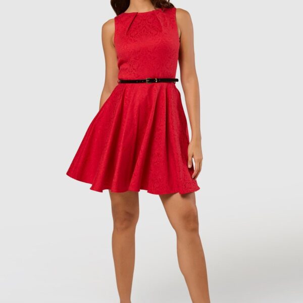 Closet London Red  Belted flared dress