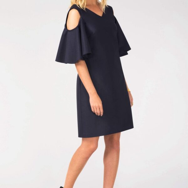 Closet London Navy Open Shoulder V-Neck Tunic Dress