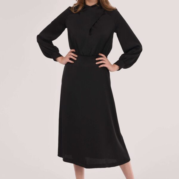 Closet London Black Twist Neck Midi Dress