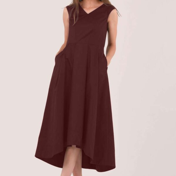 Closet London Brown High-Low Pleated Dress