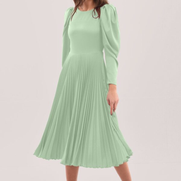 Closet London Mint Green Pleated Midi Dress