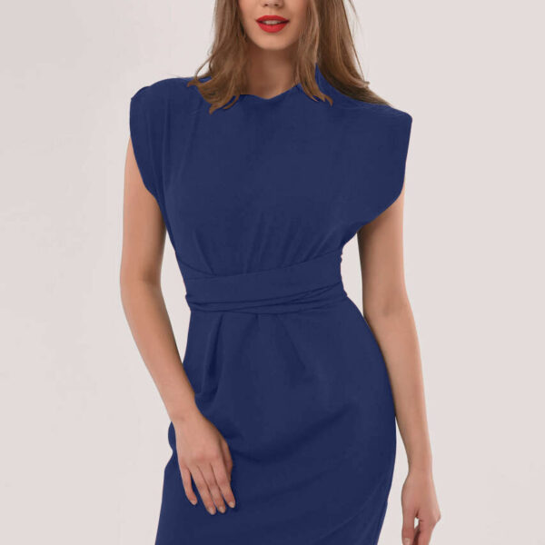 Closet London Closet Kimono Pencil Dress With Tie  NAVY