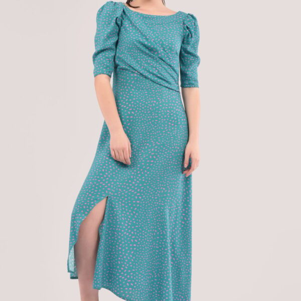 Closet London Blue Asymmetrical A-Line Print Dress