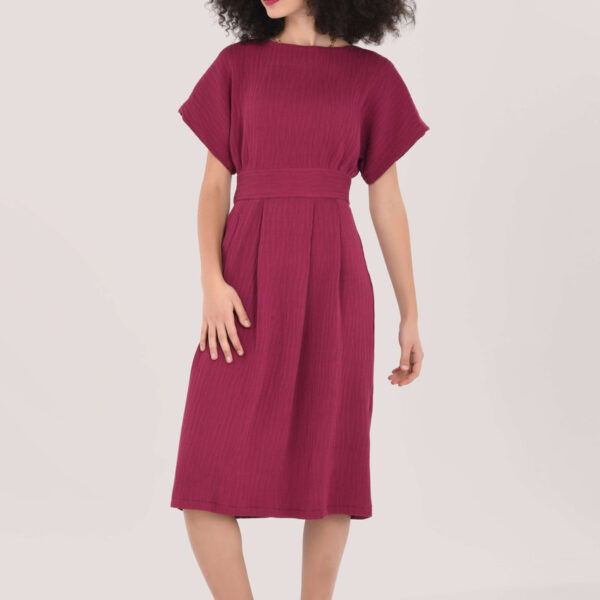 Closet London Purple Kimono Pleated A-Line Midi Dress