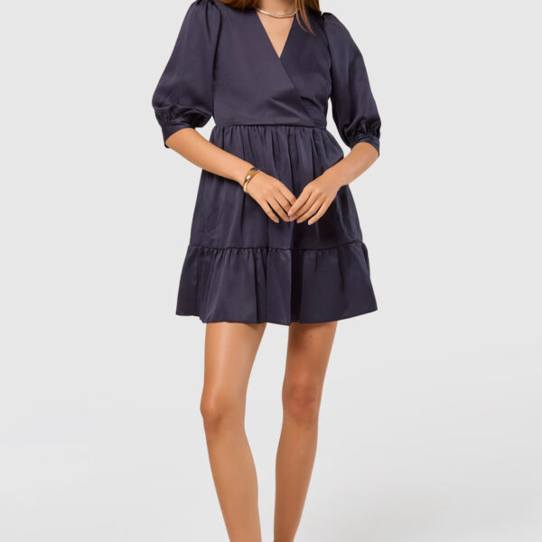 Closet London Closet Wrap Gathered Skirt Dress  NAVY