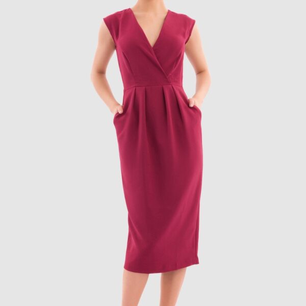 Closet London Fuchsia Pink Pencil Wrap Midi Dress