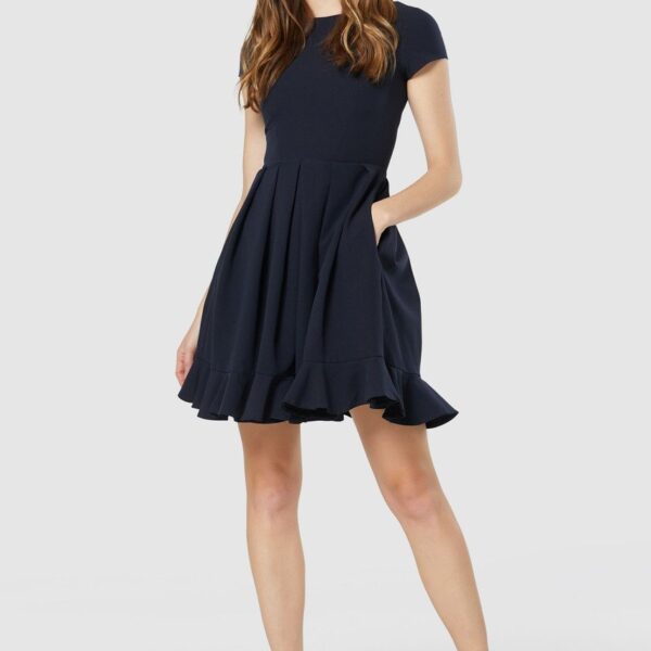 Closet London Navy Frill Hem Dress