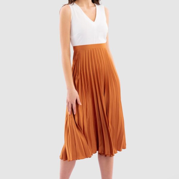 Closet London Beige 2-in-1 Pleated Skirt Dress