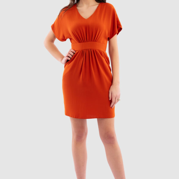 Closet London Rust Brown V-Neck Tulip Dress