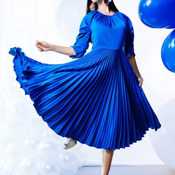 Closet London Royal Blue Pleated Raglan Midi Dress
