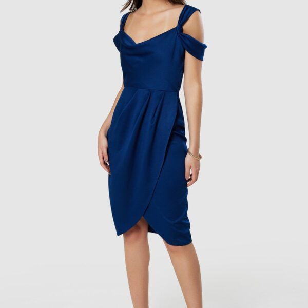 Closet London Navy Cowl Neck Pencil Dress