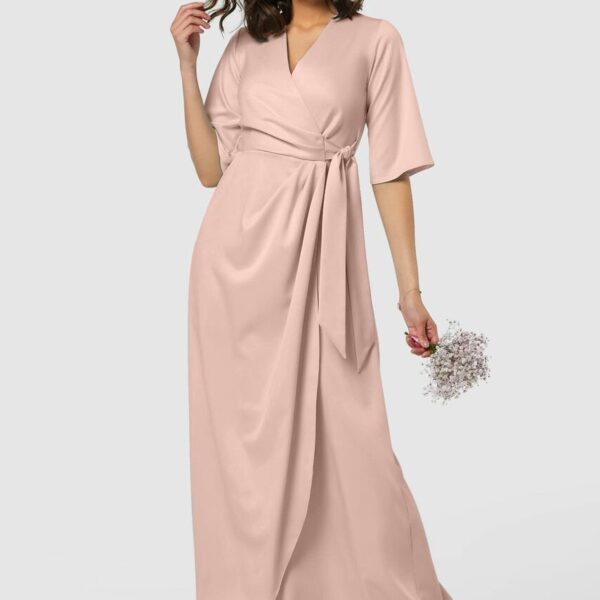 Closet London Blush Pink Pleated A-Line Wrap Dress
