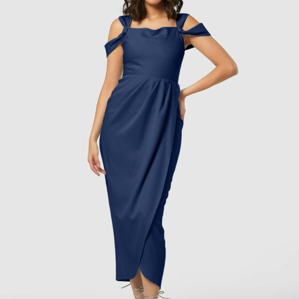 Closet London Navy Blue Cowl Neck Pencil Dress