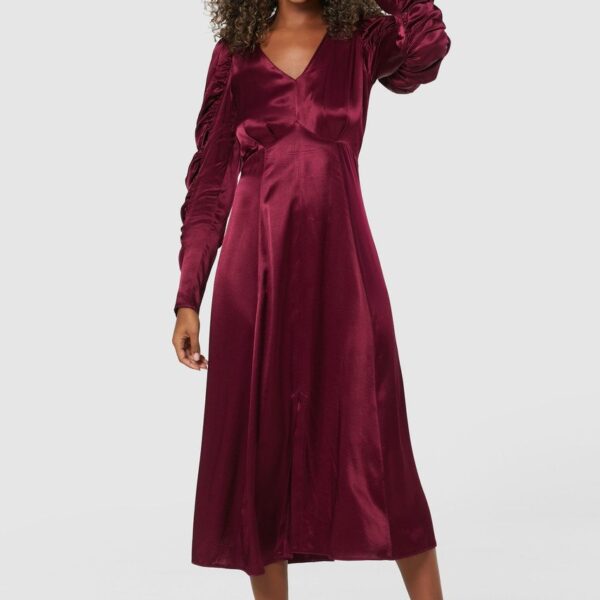 Closet London Burgundy Panelled  A- line Midi Dress
