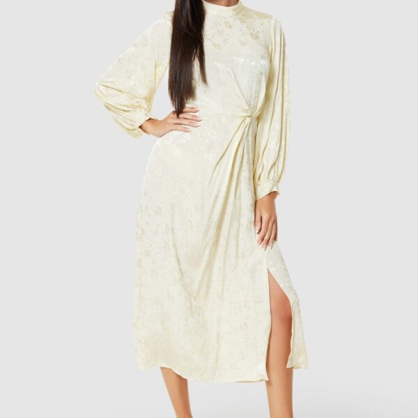 Closet London Cream White  Floral Jacquard Midi A-line Dress