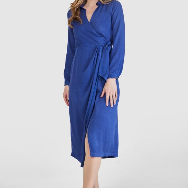 Closet London Blue Shirt Wrap Dress