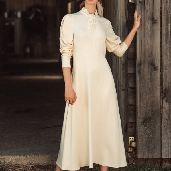 Closet London Cream Twist Neck Midi Dress