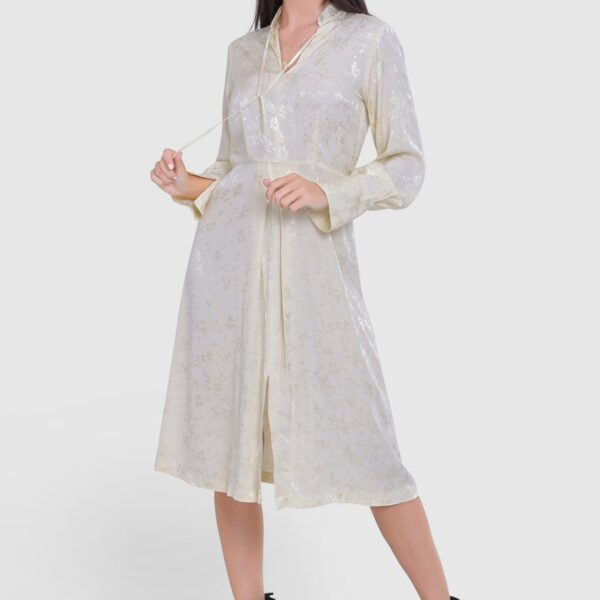 Closet London Cream Floral Jacquard A-Line Midi Dress