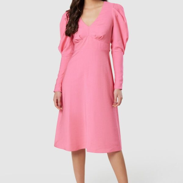 Closet London Pink V-Neck A-line Midi Dress