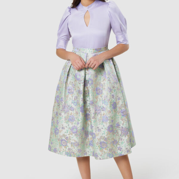 Closet London Purple Lilac  Floral Print 2 in 1 Midi Dress