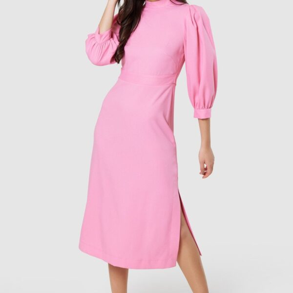 Closet London Pink A-Line Puff Sleeve Dress