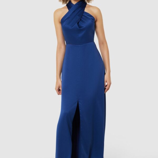 Closet London Navy Blue  Twist Neck A-Line  Maxi Dress