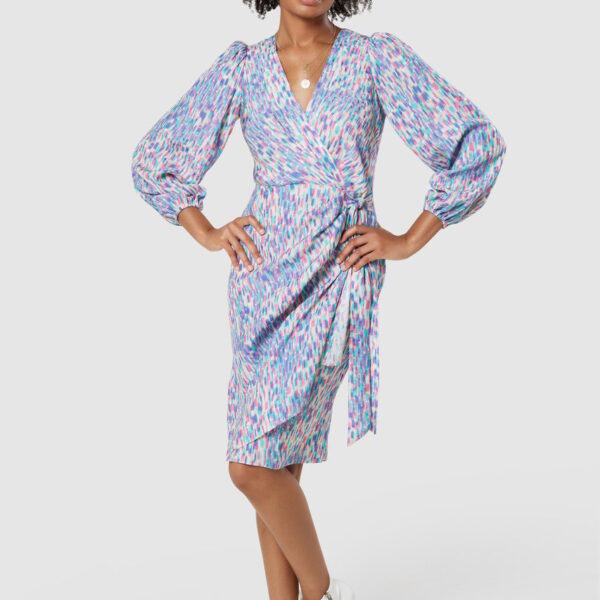 Closet London Lilac Purple Print Wrap  Mini Dress